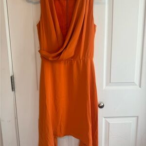 Elegant Orange Sleeveless Dress